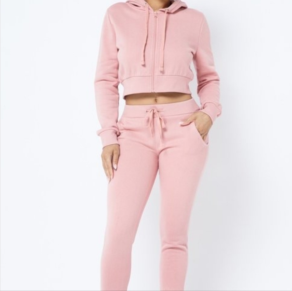 Hoodie and jogger set with elastic waist
